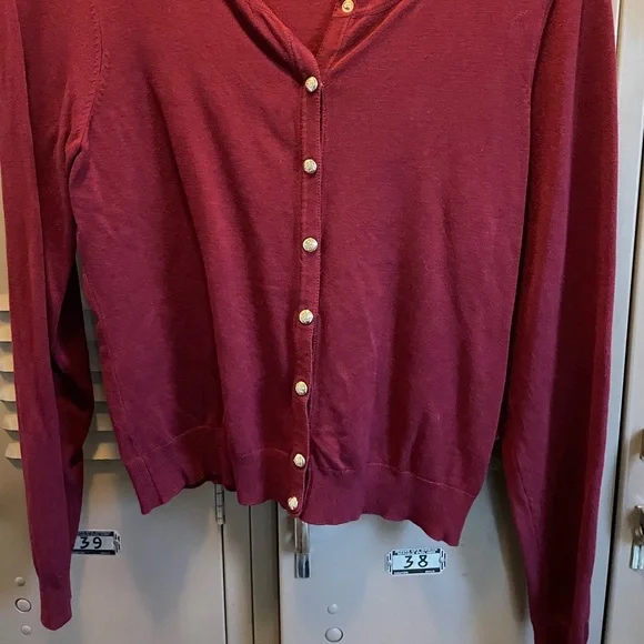 White House Black Market Garnet Color Cardigan-Size Medium - Picture 2 of 3